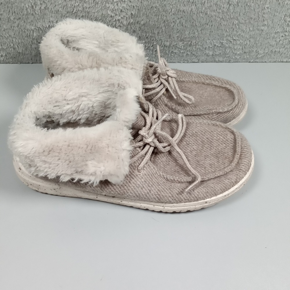 Hey Dude Britt Women Taupe Faux Fur Lined Ankle Boots Moccasins Size 6 US EU 37